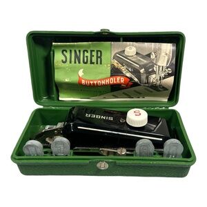 Vintage Singer Buttonholer Attachment 160506 With 5 Templates Orig Manual Case